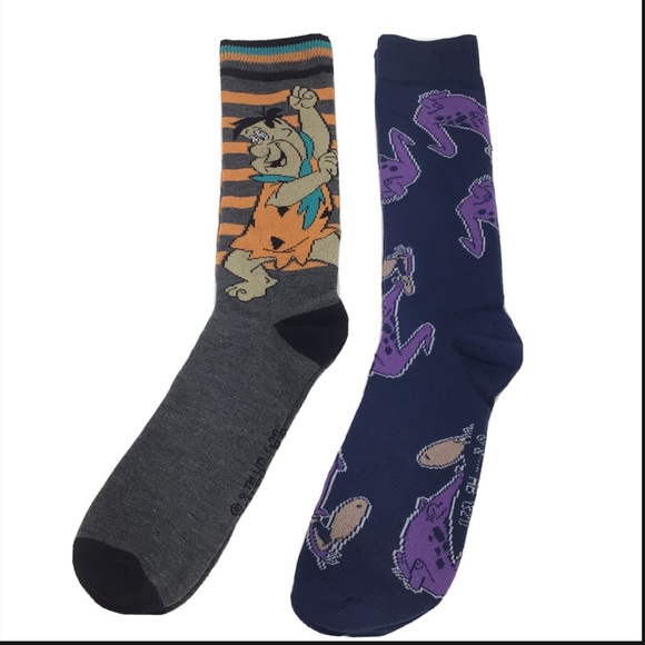 (2) Pairs The Flintstones Mens Novelty Crew Socks - Picture 6 of 7